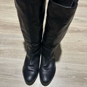 Aldo Black Leather faux fur High Boots size 8.5